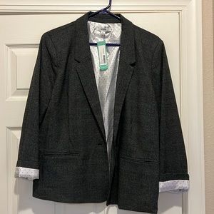 Kensie-Rebekah Textured Blazer, Black with black/white lining. XXL